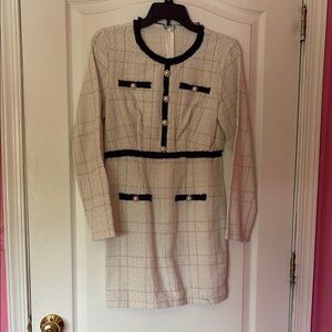 SHEIN White Long Sleeve Sheath Dress Crew Neck